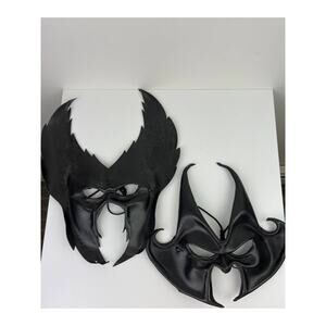 Set 2 Black Leather Gargoyle Masks Halloween Costume Masquerade Devil Dress Up